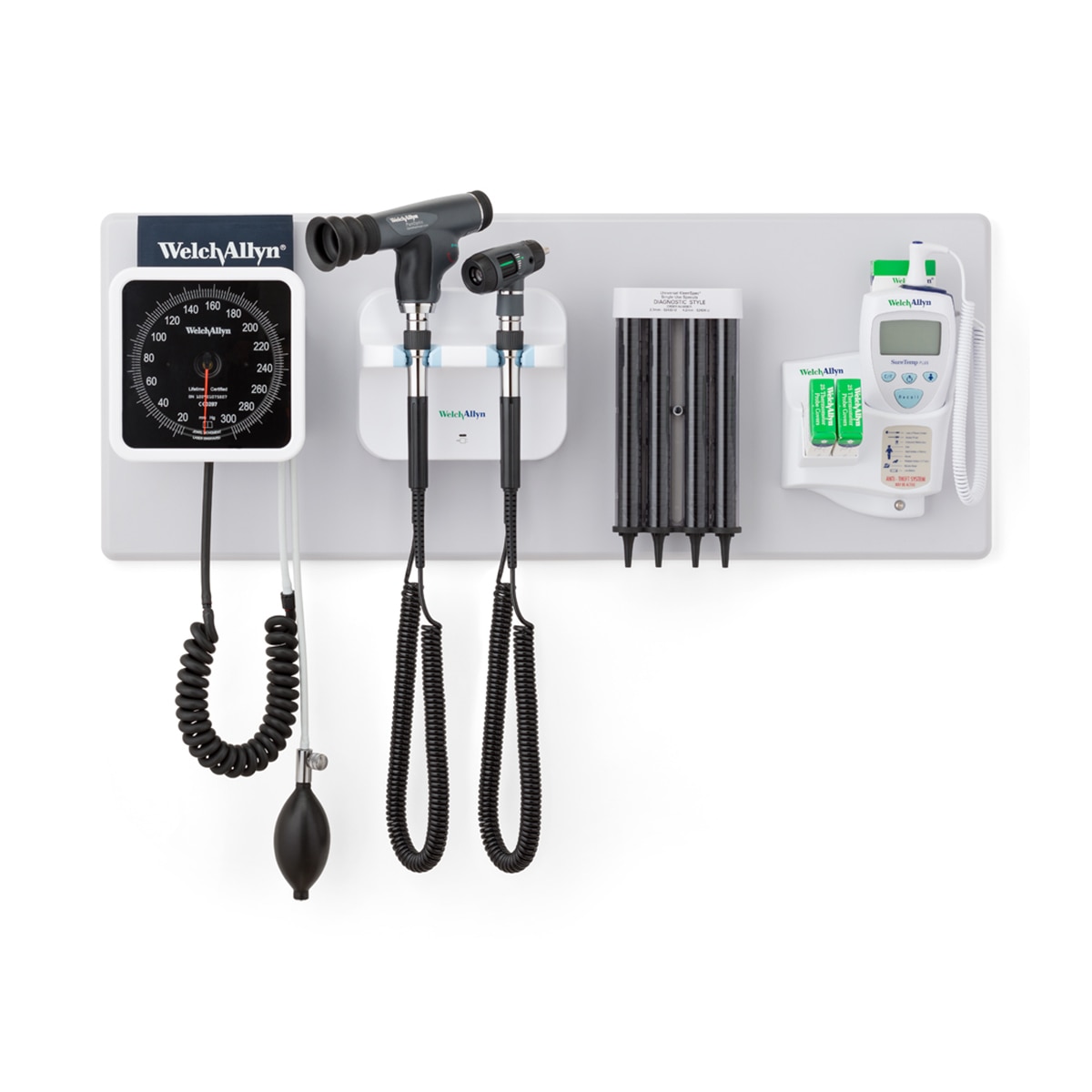 777 Integrated Wall System with BP gauge, otoscope, PanOptic ophthalmoscope, probe covers and SureTemp thermometer